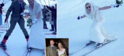 مراسم ازدواج عجیب در ارتفاع 2,600 متری کوهی برفی و اسکی سواری عروس