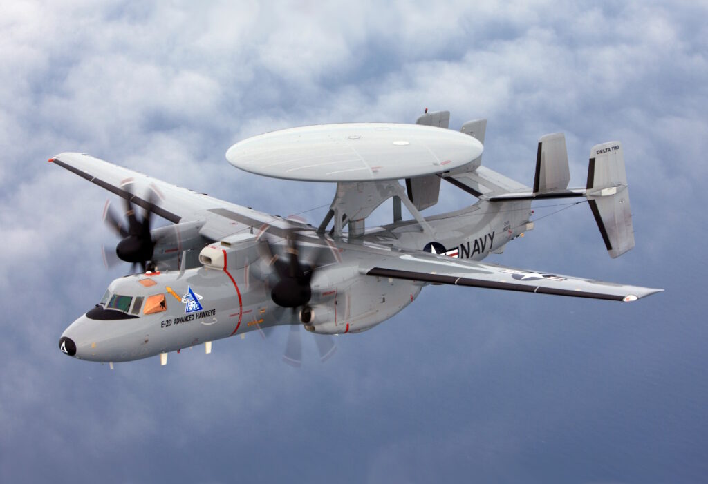 E 2D Advanced Hawkeye aircraft conduct a test flight
