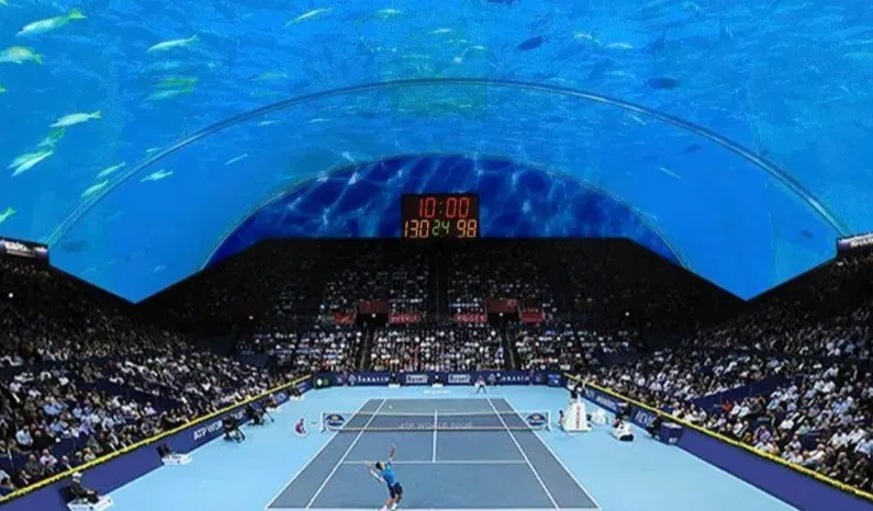 طرح اولین استادیوم زیر آب جهان با سقف شیشه ای در دبی