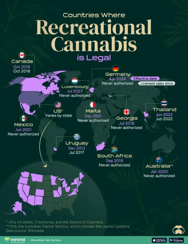 در کدام کشورها مصرف ماریجوآنا قانونی است؟ + نقشه