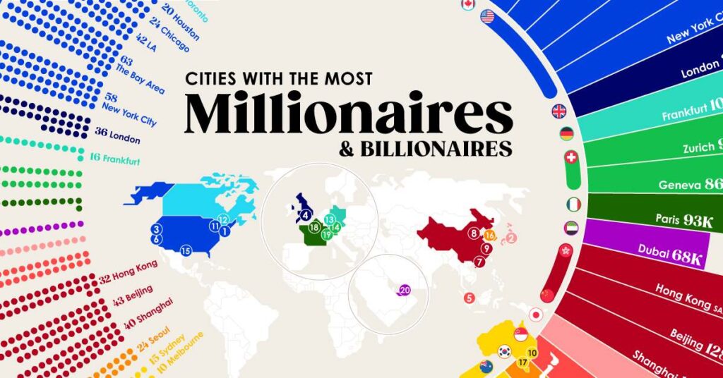 ثروتمندترین شهرهای جهان که بیشترین جمعیت میلیونر و میلیاردر را دارند + اینفوگرافیک