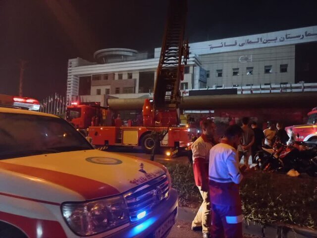 آتش سوزی مهیب بیمارستان قائم رشت با ۸ فوتی + ویدئو