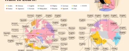 محبوب‌ترین زبان‌ها برای یادگیری در کشورهای مختلف + نقشه
