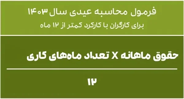 محاسبه عیدی برای کارگران با کارکرد کمتر از 12 ماه