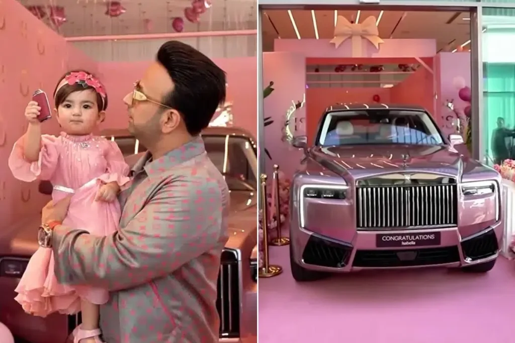 هدیه عجیب میلیاردر اماراتی به دختر یک‌ساله‌اش؛ رولزرویس ۷۰۰,۰۰۰ دلاری صورتی