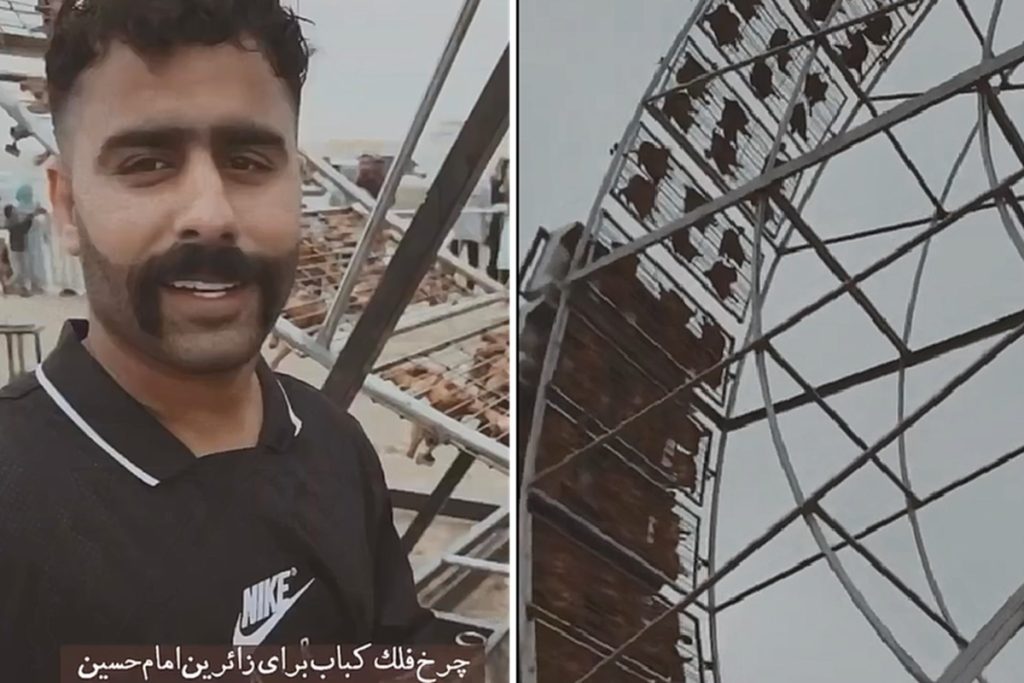 پذیرایی منحصربهفرد یک موکب با چرخوفلک کباب از زائران اربعین + ویدیو