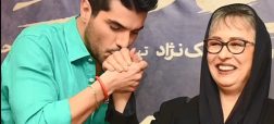 بوسه سینا مهراد بر دستان آزیتا حاجیان در اکران مردمی سریال «از یاد رفته» + ویدیو