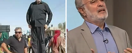 سقوط مجری معروف صداوسیما از روی بشکه در راهپیمایی اربعین + ویدیو