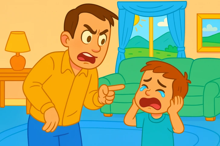 گریه کردن پسربچه و توبیخ از سوی والدین