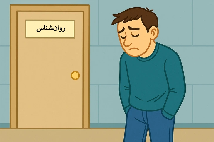 مرد ناراحت جلوی در روانشناسی