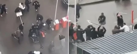 تصاویر ترسناک از یورش مهاجران با بیل و میله آهنی به مردم در مسکو + ویدیو