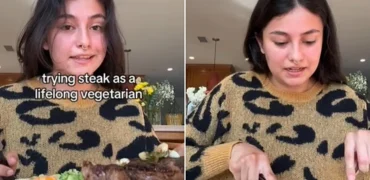 لحظه‌ خوردن استیک برای اولین بار توسط یک وگان: «خوشحالم که با گوشت آشنا شدم!»