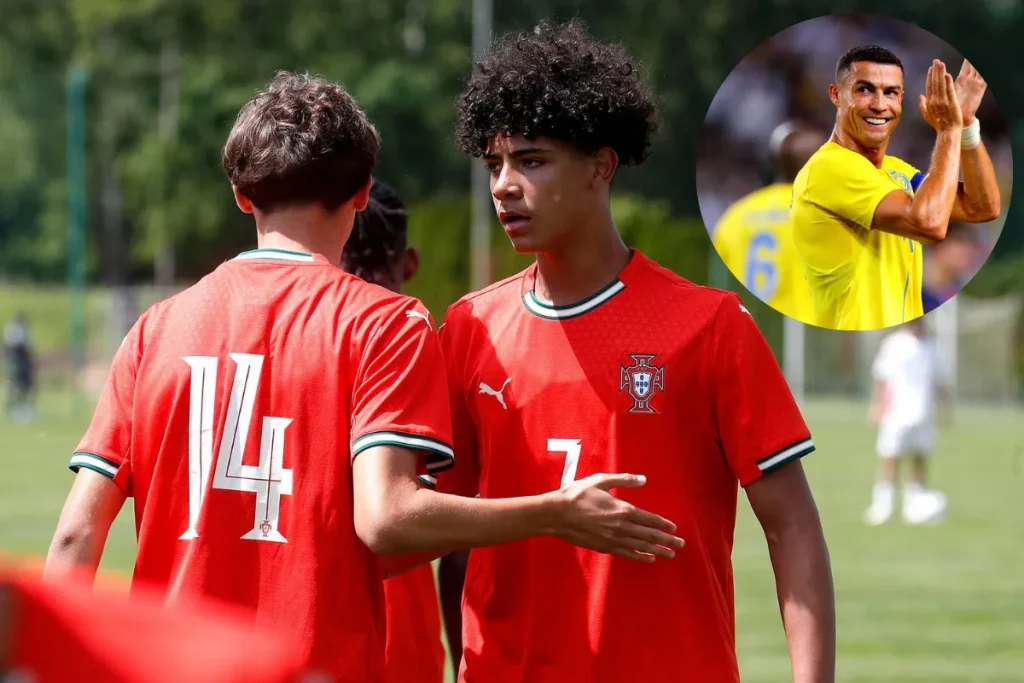 پسر کریستیانو رونالدو با گلزنی برای تیم زیر ۱۶ سال پرتغال راه پدر را ادامه میدهد + ویدیو