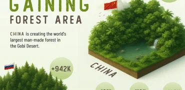کشورهایی که در یک دهه اخیر بیشترین افزایش مساحت جنگل را داشته‌‌اند + اینفوگرافی