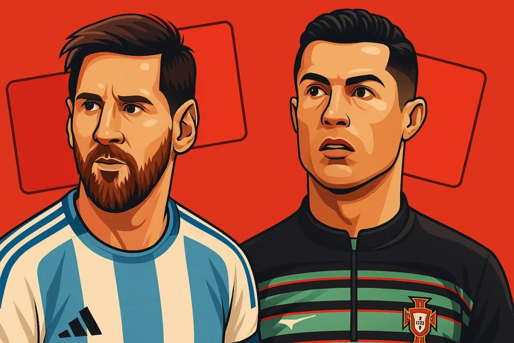 مقایسه تعداد کارت قرمز و زردهای کریستیانو رونالدو و لیونل مسی در دوران حرفه‌ای