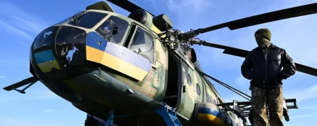 لحظه‌ای که پهپاد تهاجمی دوربرد اوکراین یک هلیکوپتر روسی را هدف قرار می‌دهد