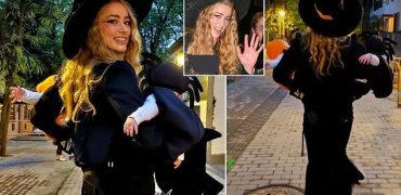 امبر هرد برای اولین بار با دوقلوهایش در مادرید اسپانیا دیده شد