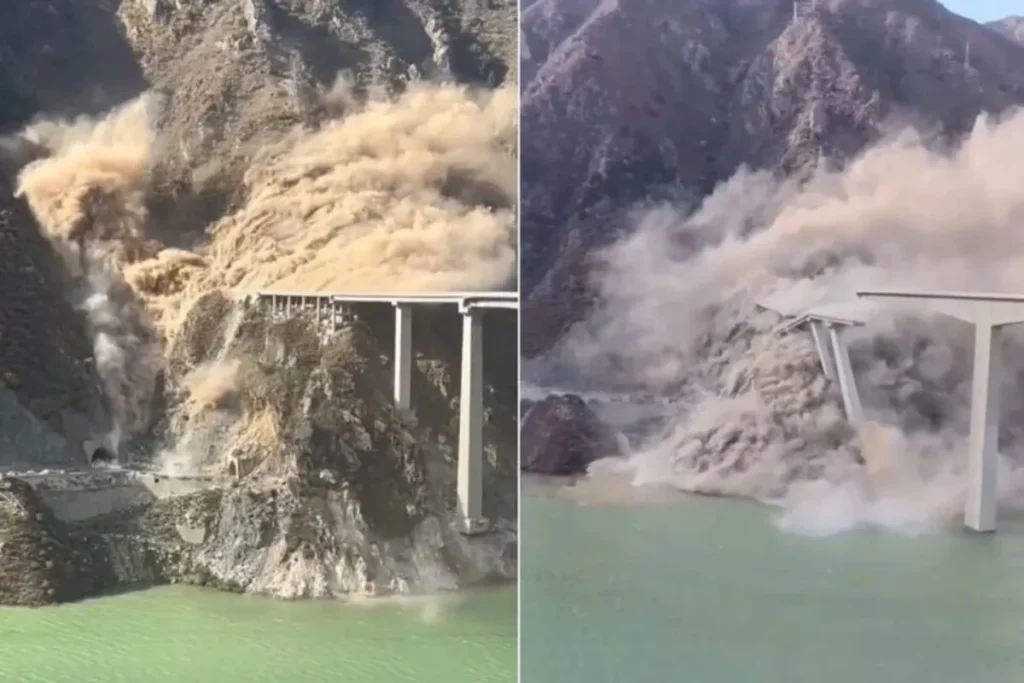 فروریختن پل ۷۶۰ متری در چین تنها چند ماه پس از افتتاح + ویدیو