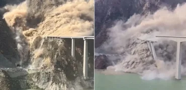 فروریختن پل ۷۶۰ متری در چین تنها چند ماه پس از افتتاح + ویدیو