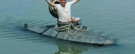 کشاورز چینی که برای سرگرمی یک زیردریایی ساخته است + ویدیو