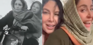 موتورسواری ژاله صامتی و شهره سلطانی در پشت‌صحنه سریال «سیاه چاله» + ویدیو