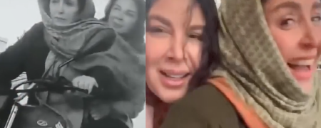 موتورسواری ژاله صامتی و شهره سلطانی در پشت‌صحنه سریال «سیاه چاله» + ویدیو