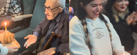 جشن تولد بامزه بهاره رهنما برای اردشیر کاظمی بازیگر پیشکسوت سینما  + ویدیو