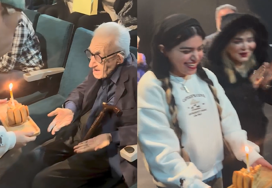 جشن تولد بامزه بهاره رهنما برای اردشیر کاظمی بازیگر پیشکسوت سینما  + ویدیو