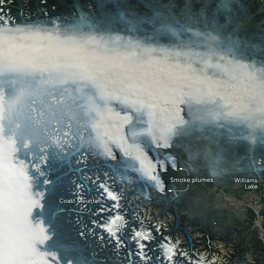 آتش‌سوزی‌های بریتیش کلمبیا و دودهایی که به آسمان رفتند