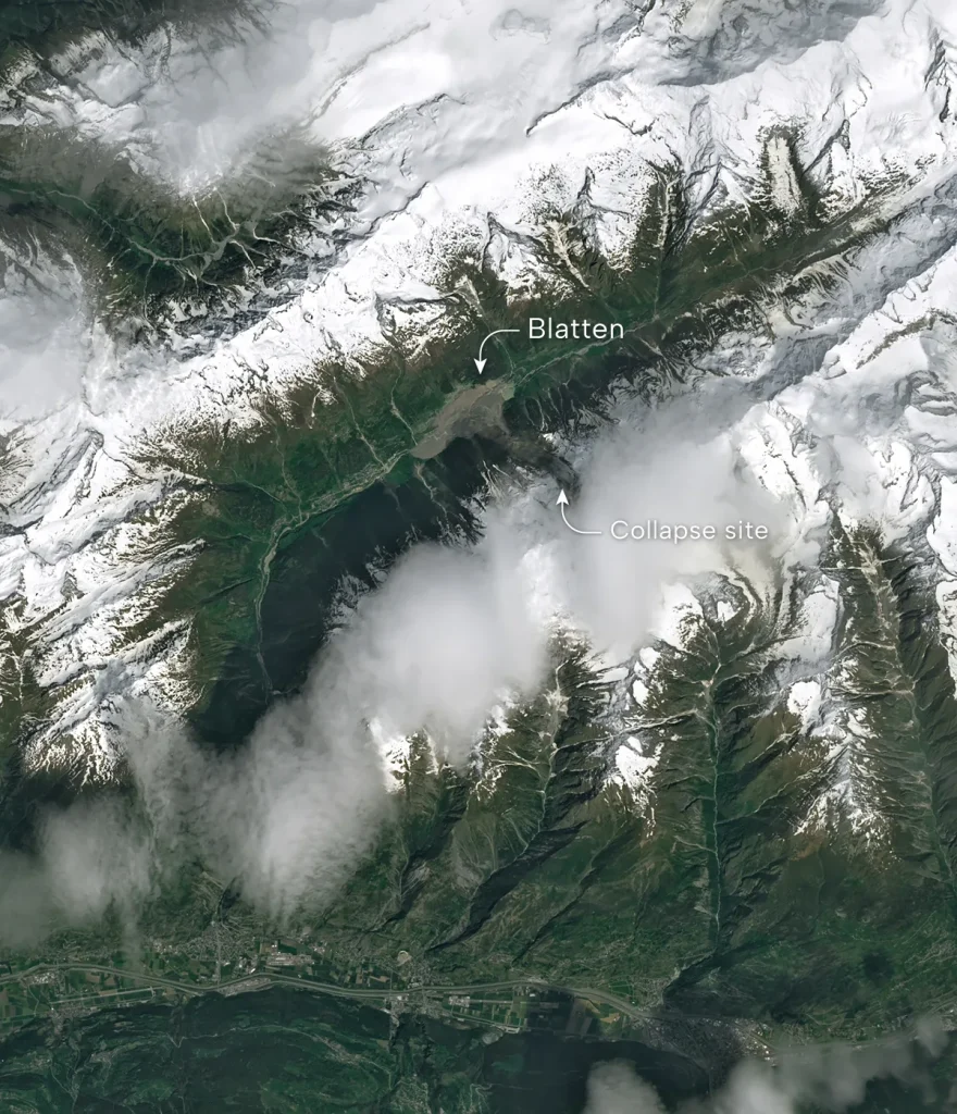 فروریختن یخچال طبیعی و دفن شدن یک روستای سوئیسی