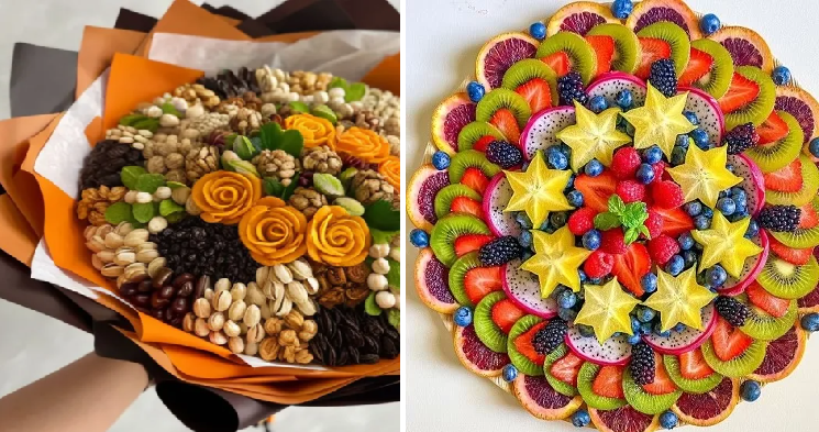 شیک‌ترین مدل‌های تزیین سفره شب یلدا با میوه و آجیل + ویدیو