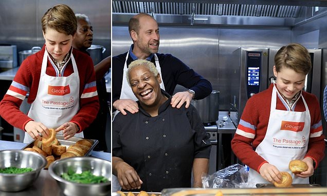 غذا درست کردن پسر شاهزاده ویلیام در پناهگاه بی‌خانمان‌ها به مناسبت کریسمس + ویدیو