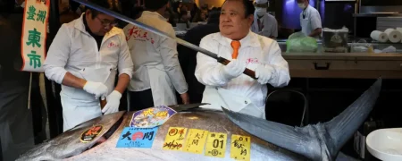 فروش یک ماهی تن غول‌پیکر به اندازه یک موتورسیکلت در ژاپن به قیمت ۳.۲ میلیون دلار