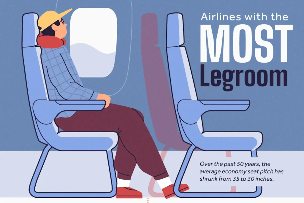 ایرلاین‌های با بیشترین فضای پا و فاصله صندلی‌ها در کلاس اکونومی + اینفوگرافی