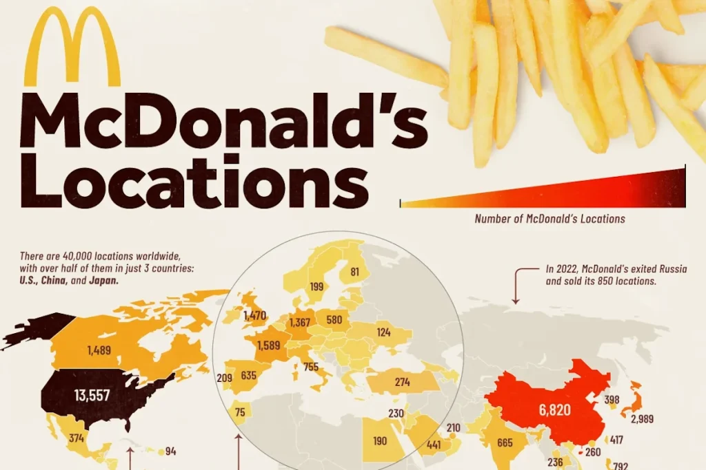 کدام کشورها بیشترین شعبه‌های رستوران مک‌دونالد را دارند؟ + اینفوگرافی