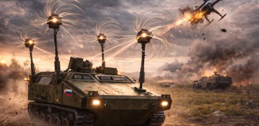 رونمایی نیروهای روسیه از زره‌پوش ضد پهپاد جدید عجیب با کابل‌های چرخان + ویدیو