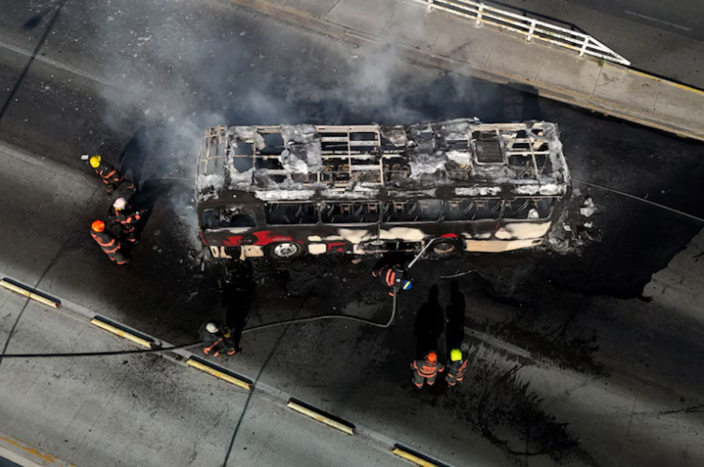 سوختن اتوبوس در مکزیک