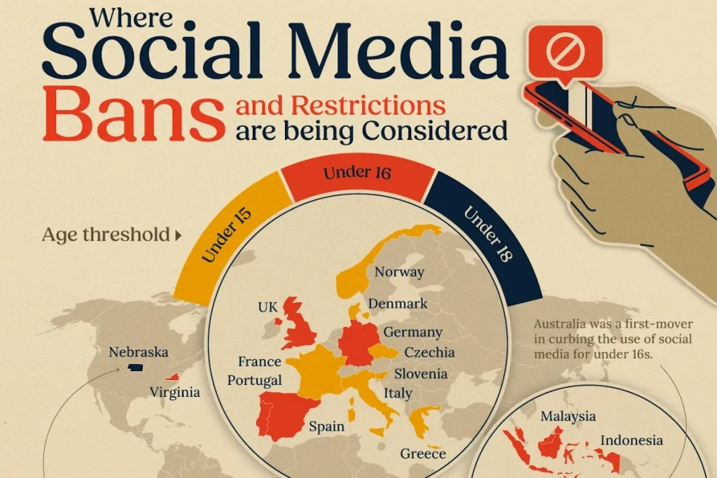کشورهایی که برای استفاده کودکان از شبکه‌های اجتماعی محدودیت سنی دارند + اینفوگرافی