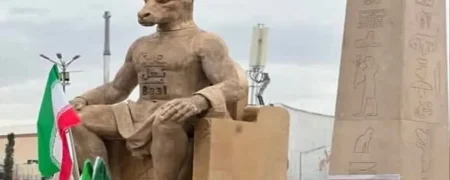 آماده‌سازی و ساخت نماد بعل پیش از سوزاندن در مراسم ۲۲ بهمن + ویدیو