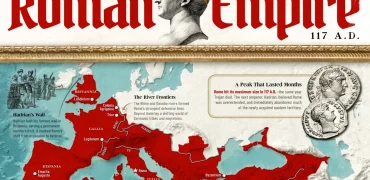 نقشه دوران اوج روم باستان در سال ۱۱۷ میلادی با بیشترین تصرفات + اینفوگرافی