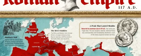 نقشه دوران اوج روم باستان در سال ۱۱۷ میلادی با بیشترین تصرفات + اینفوگرافی