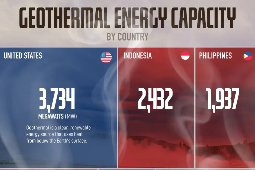 ۲۷ کشوری که بیشترین مقدار برق را از انرژی زمین‌گرمایی تولید می‌کنند + جایگاه ایران
