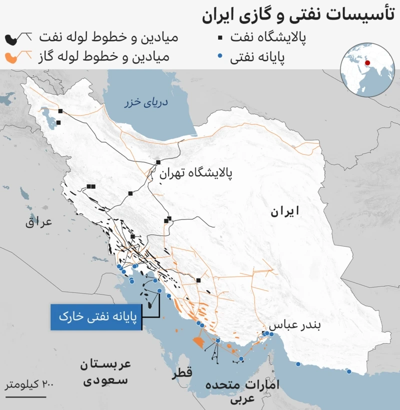 جزیره خارک روی نقشه