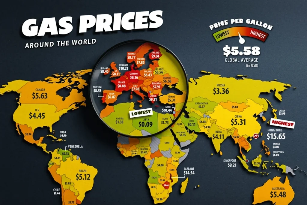 نگاهی به کشورهایی که ارزان‌ترین و گران‌ترین بنزین را در سال ۲۰۲۶ دارند + اینفوگرافی