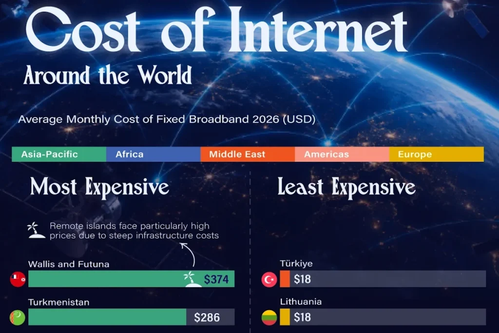 ارزان‌ترین و گران‌ترین اینترنت‌های جهان در سال ۲۰۲۶ + جایگاه باونکردنی ایران و اینفوگرافی