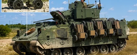 ارتش آمریکا نفربر زرهی M2A4 Bradley را به ربات‌های زمینی FireAnt مجهز کرد