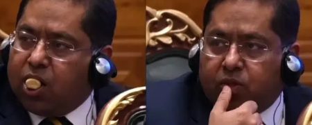 آجیل خوردن سخنگوی وزارت امور خارجه هند حین سخنرانی پزشکیان در اجلاس بریکس