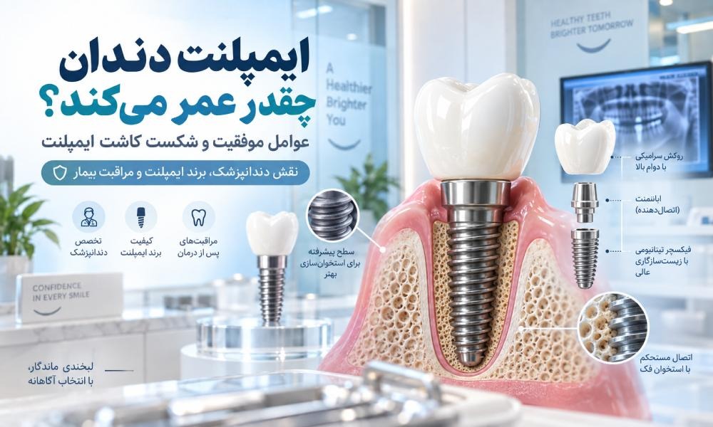 ایمپلنت دندان چقدر عمر می‌کند و چه عواملی باعث شکست آن می‌شود؟
