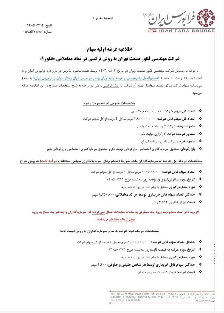 عرضه اولیه فکور