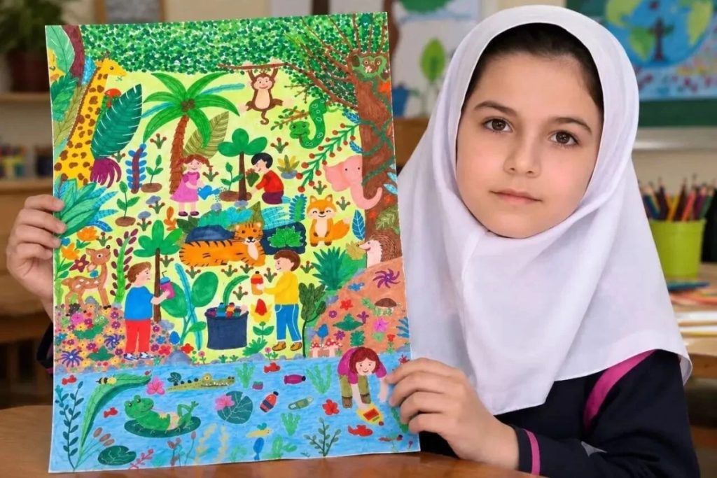 دختر ۱۰ ساله ایرانی جایزه ویژه یونیسف در مسابقه جهانی نقاشی را از آن خود کرد